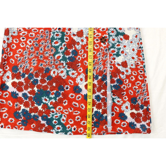 Floerns Skirt Women S Red Floral Daisy‎ Print A-Line Button Front Midi Boho NWT - Picture 4 of 11